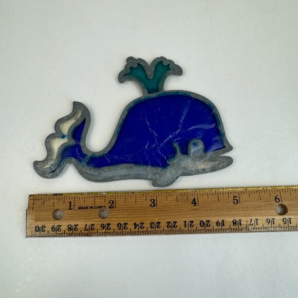 Vtg Whale Blue Suncatcher Acrylic Resin Metal Frame Beach Ocean w Hook Hole READ - Picture 5 of 13